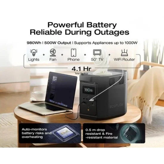 Ecoflow E980 Portable Power Station 980Wh, 500W